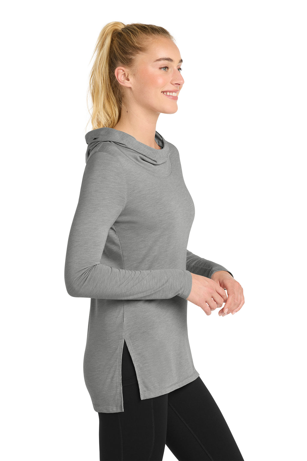 Plants Before Pills / Women's Tri-Blend Wicking Long Sleeve Hoodie / Light Grey Heather