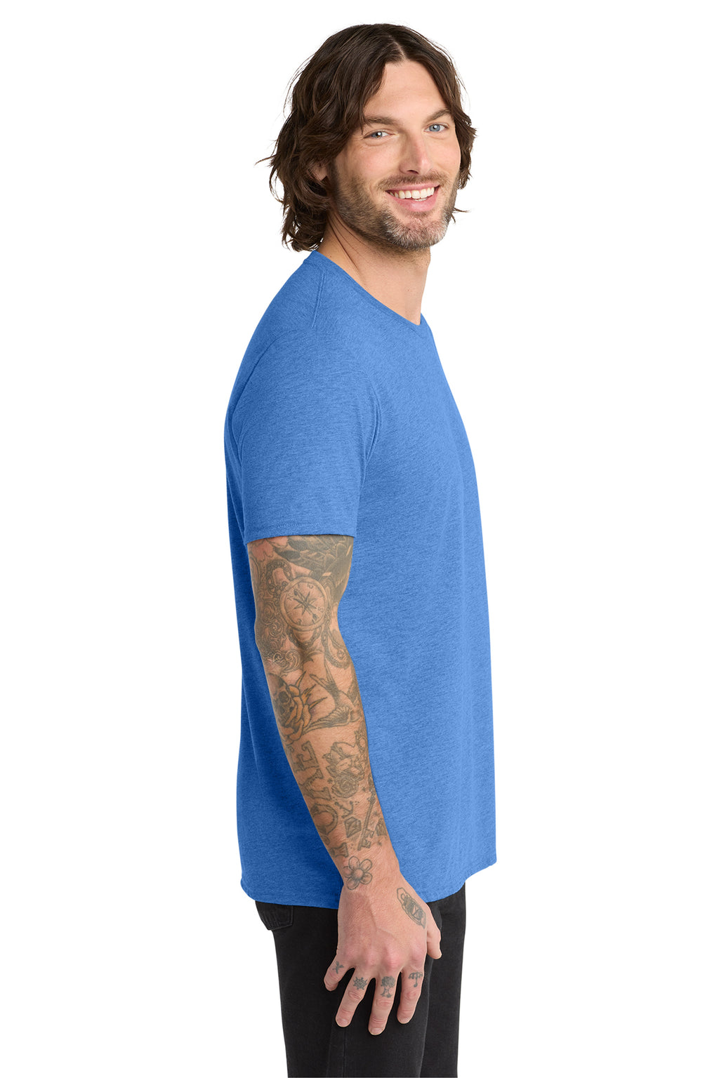 BREATHE Inhale Exhale / Unisex Tri-Blend Tee / Azure Blue