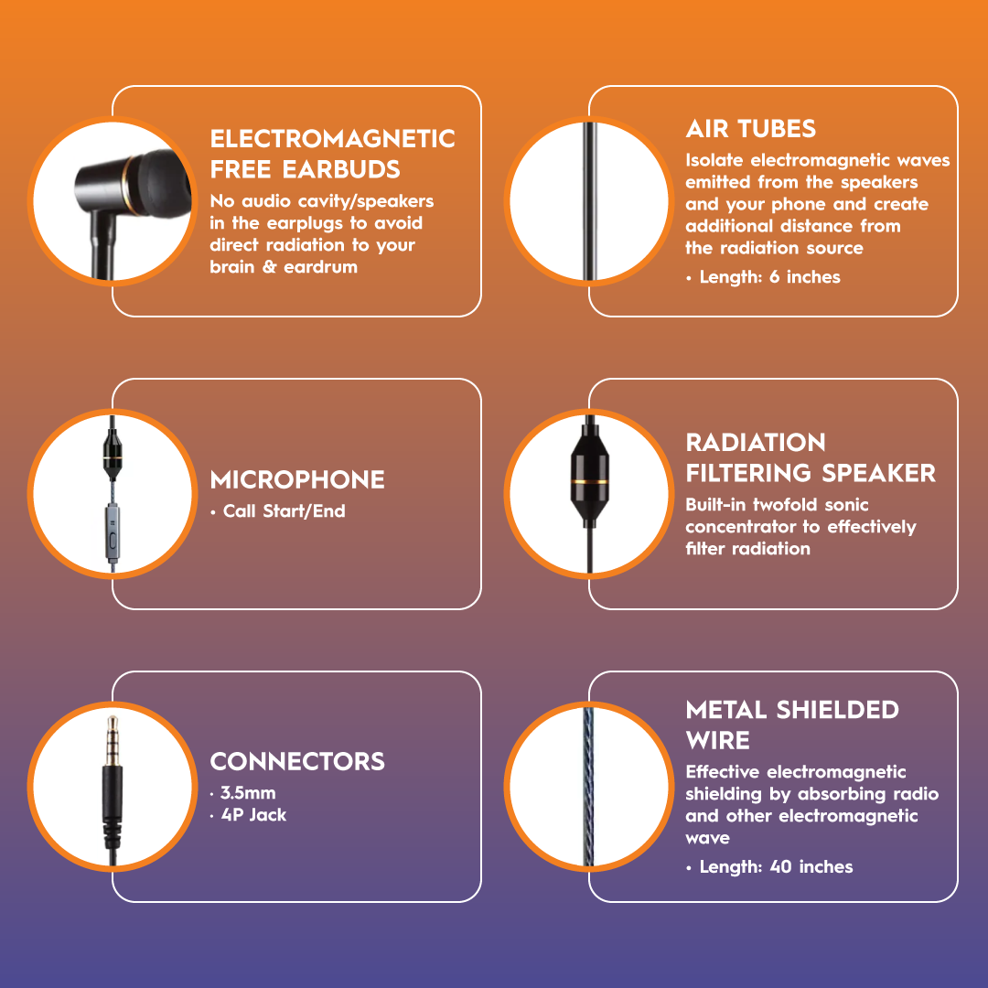 EMF Radiation Free Air Tube Earphones